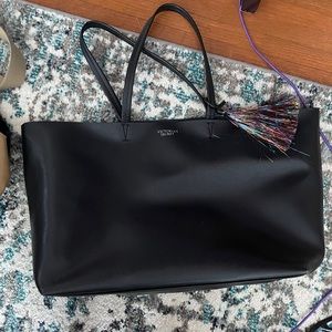 black faux leather Victoria’s Secret tote